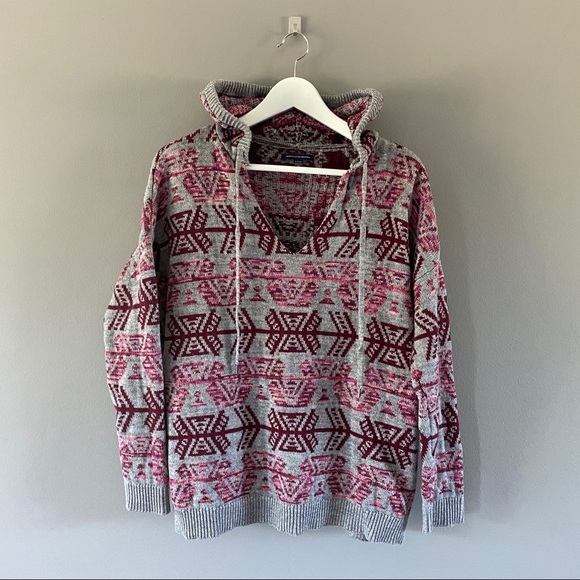 American Eagle Pullover Hoodie Pink/Gray Sz Medium - Picture 2 of 7